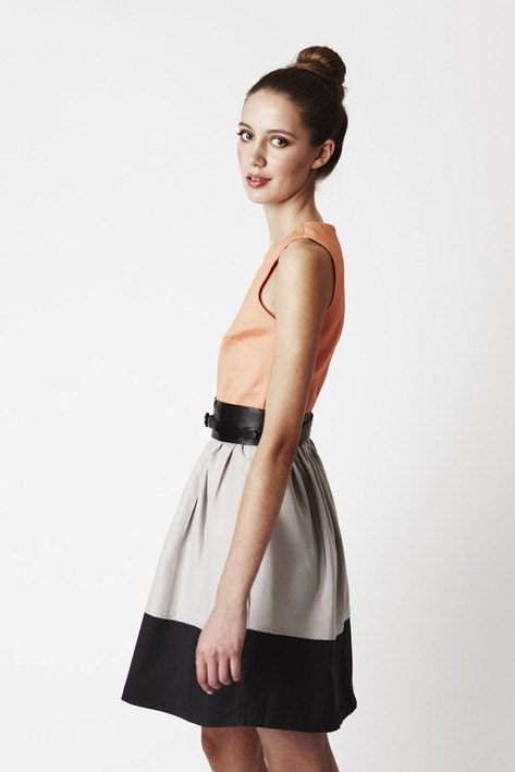SALE - 25% OFF Eve Dress - Dusty Orange Silk Bodice with two-tone skirt, above-knee