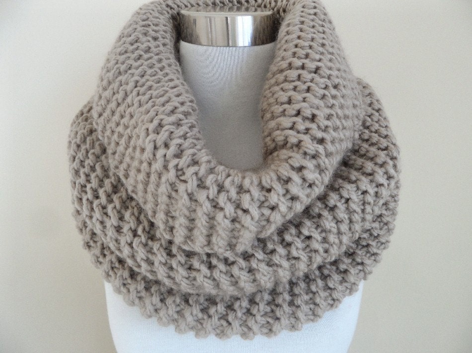 The Taupe Super Soft and Chunky Knit Cowl by BenaBasilsDesigns from etsy.com