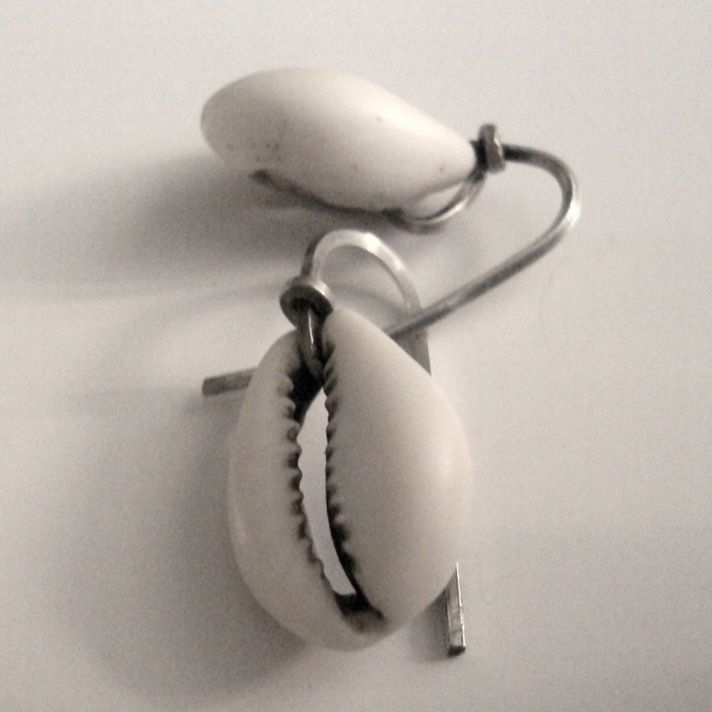 Cowrie Shell Ear Spear Earrings in 92 5  Sterling Silver