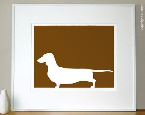 Mod Dachshund - 8x10 Fine Art Silhouette Dog Print in your choice of color