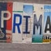 Prima Donna upcycled recycled license plate art sign Italian opera DIVA fleur de lis STAR red blue mounted on barn wood tomboyART OOAK