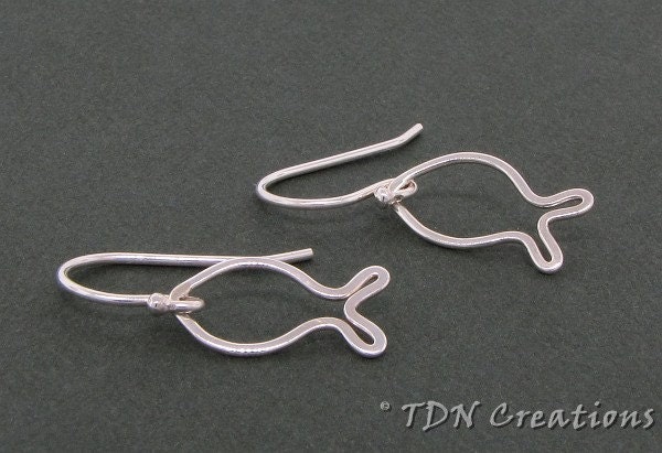 Sweet fish ear dangles in sterling silver