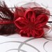 SALE Red Satin and Organza with Plume and Feathers Headband