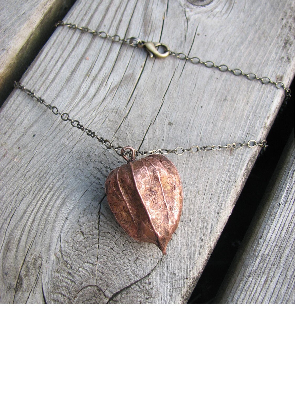 Chinese lantern natural looking copper pendant