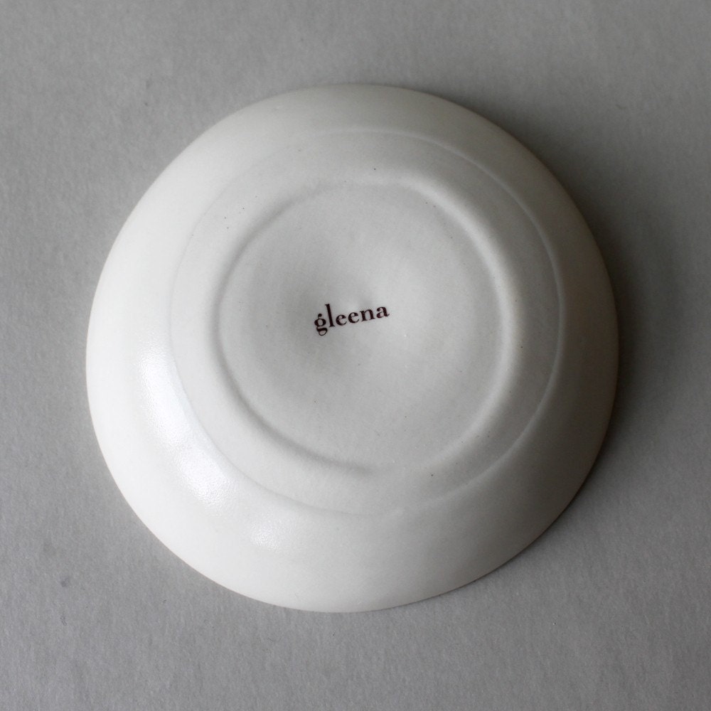 small dessert bowl with fern