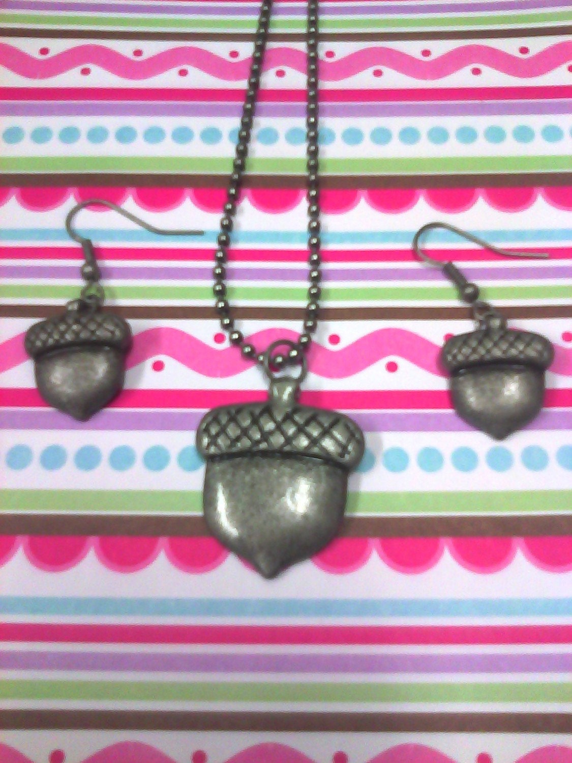 Acorn Necklace and Earrings Set
