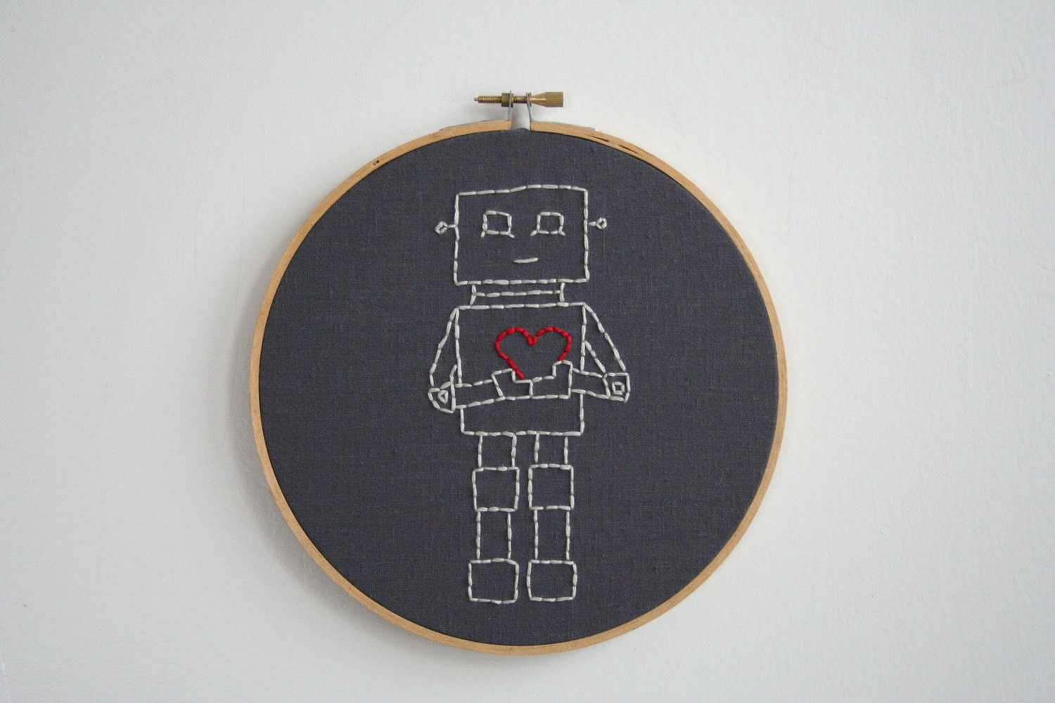Hand Embroidery Hoop - Robot Love