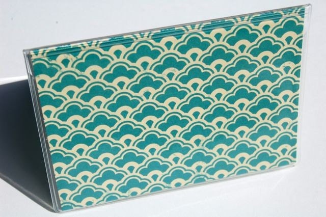 MINI WALLET - Teal and Cream Scallops