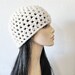 DIVA HAT - Timeless Hand Crocheted Romantic Hat with Ruffled Flower in Winter White.