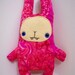 SALE Milo - Pink Recycled Fabric Plush Toy Bunny