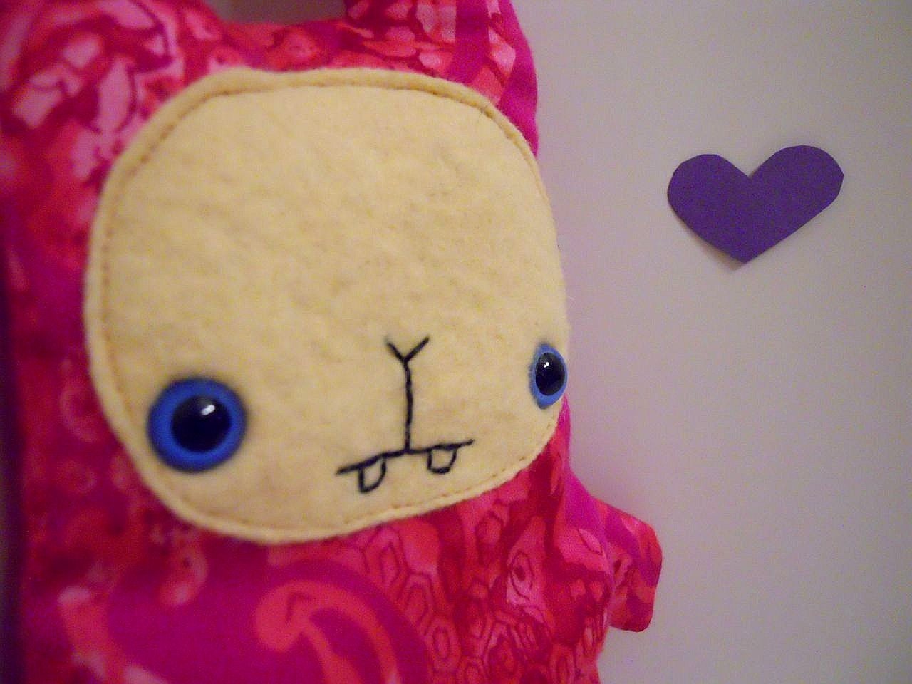 SALE Milo - Pink Recycled Fabric Plush Toy Bunny