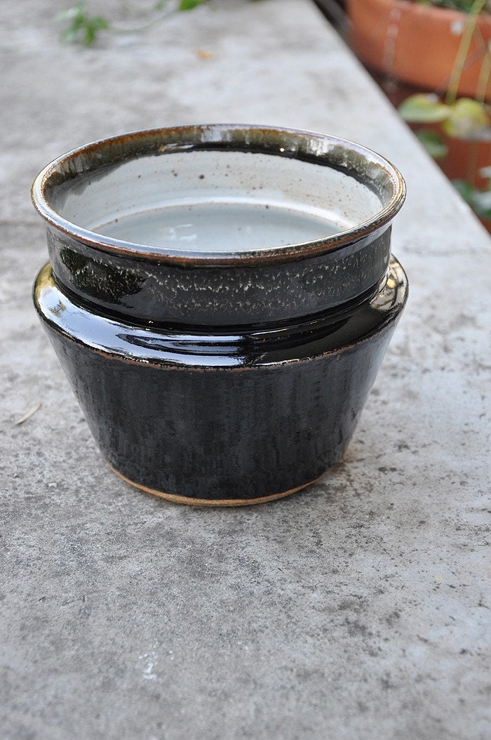 Wheel Thrown Stoneware Vase in Black and White