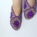 Home Slippers Taupe And Deep Purple Slippers Winter Fashion Crochet Slippers Granny Square Light Soft Plum Violet Amethyst