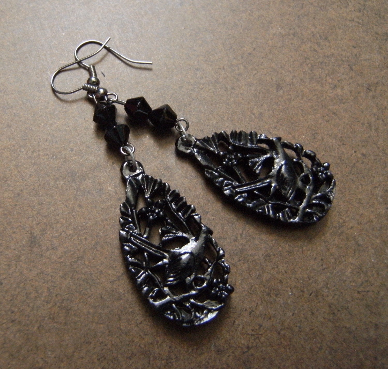 Black Sparrow Dangle earrings