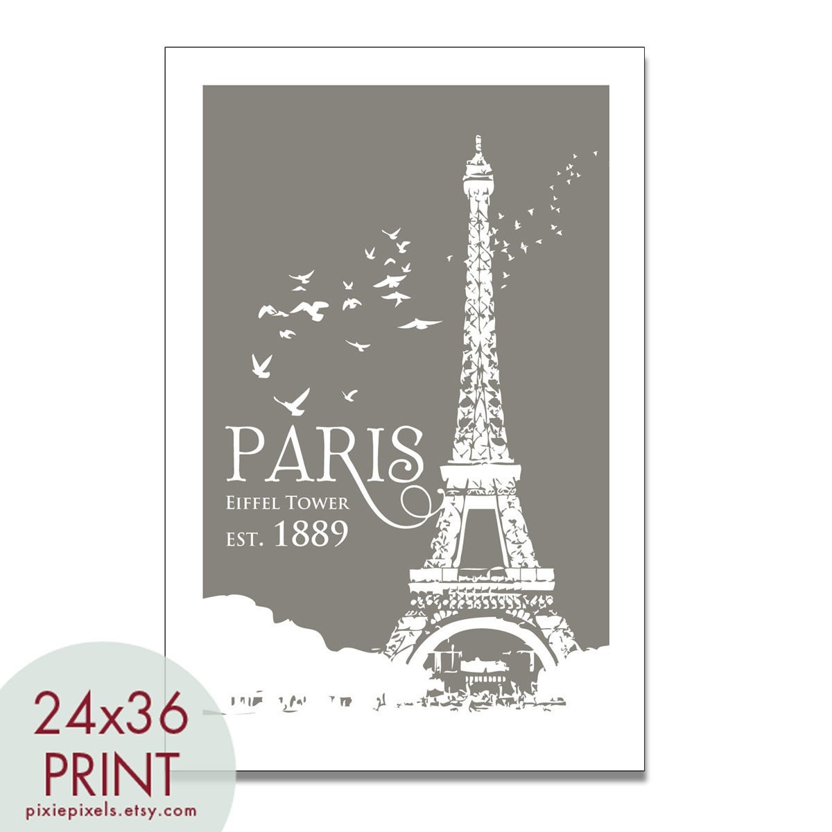 Travel Posters- Size 24 inches w x 36 inches  (Color: Charcoal Grey) 25 colors to choose from