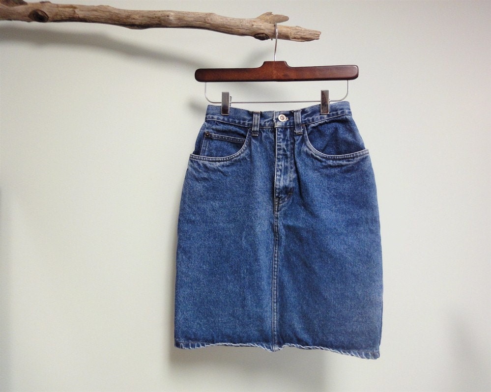Vintage 80's Gitano Denim Mini Skirt High Waisted XS Size 3/4
