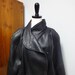 Vintage 80's Black Leather Bomber Jacket, Womens Motorcycle Jacket