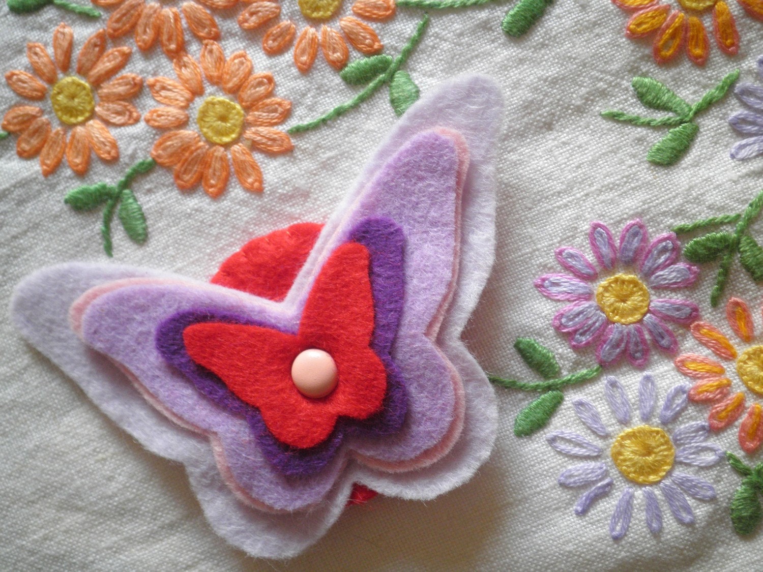Sweetpea Butterfly Layered Felt Brooch