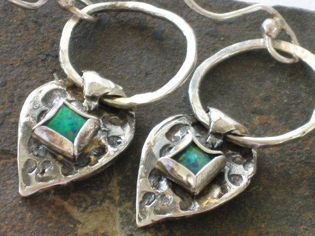 Silver and Opal earrings handmade sterling silver and gemstone jewelry design