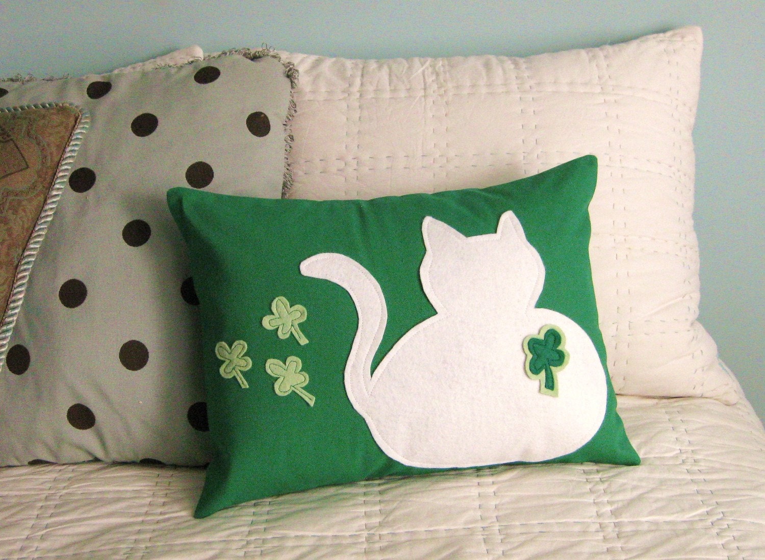 St Patricks Day Kitty Pillow Cover