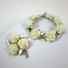15% Off Storewide Sale // Vintage Faux Bone Floral Link Chain Bracelet with Matching Brooch