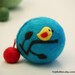 Wool coin purse -- cute yellow bird