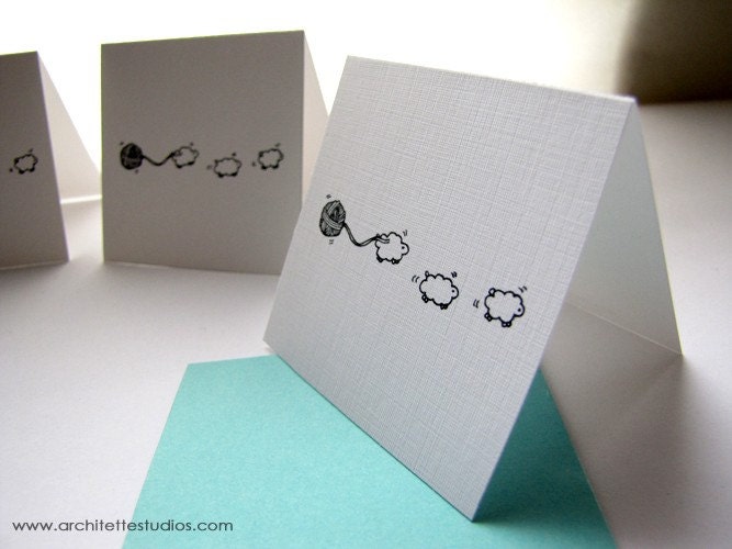 The Yarn Trail - Sheeptails - Blank Mini Cards (6)