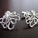 Octopus Cufflinks - Matte Silver Oxidized Octopus, Solid Brass With Silver Finish