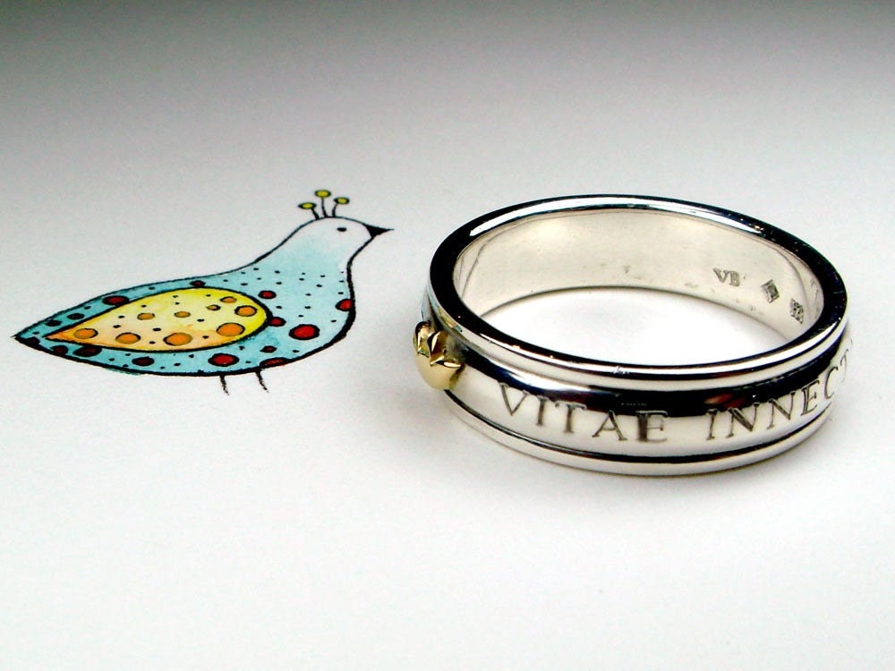 Lives entwined, souls in harmony - Sterling Silver and Gold - Size 11 1/2