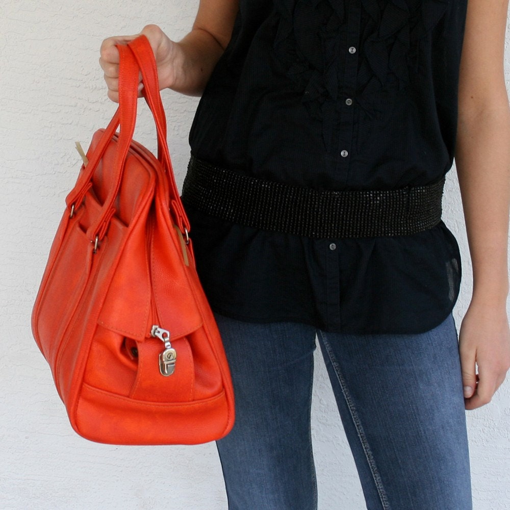 Custom Order for jaimepetruzzi VINTAGE Orange Mottled TOTE Bag Pick Your PoisonLuggage Red