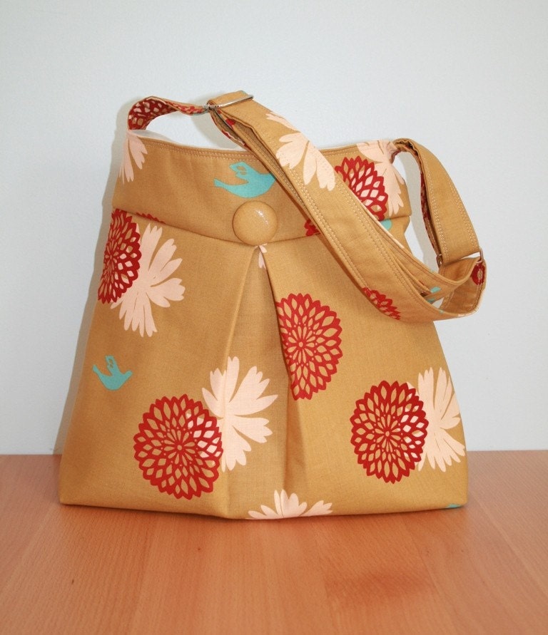 Yellow Bird in the Sky Diaper bag/ Hobo Bag with an adjustable strap