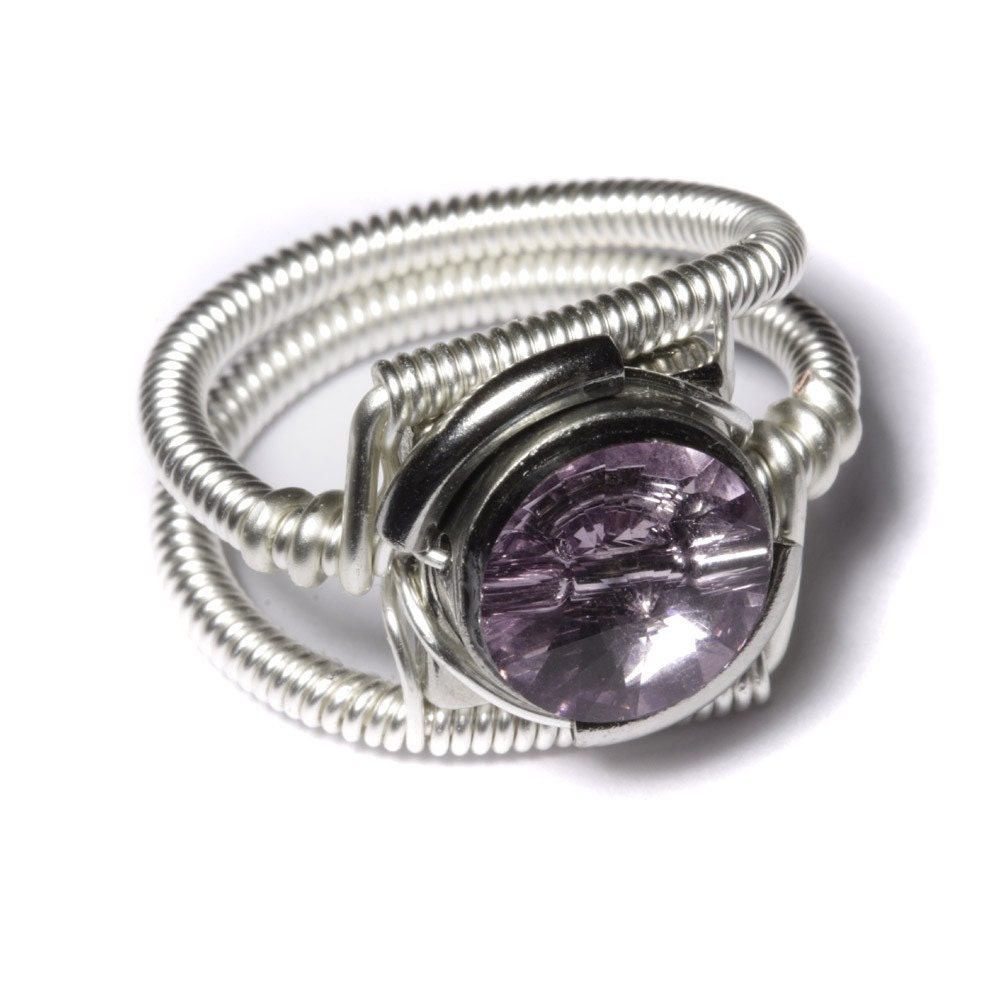 Cyberpunk Jewelry - RING - Light Amethyst Swarovski Crystal