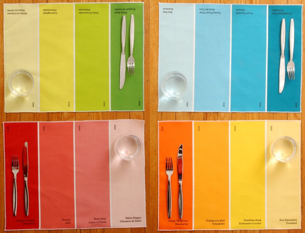 Placemats - Paint Chip Placemats - Set of 4 colors