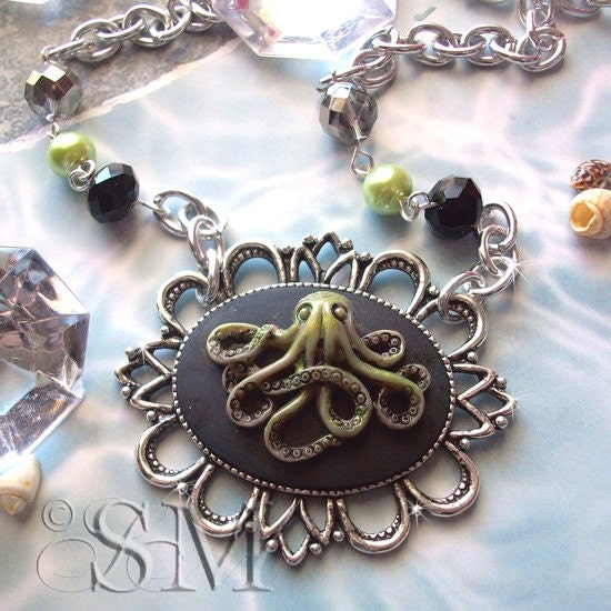 Legend of the Sea - couture cameo necklace
