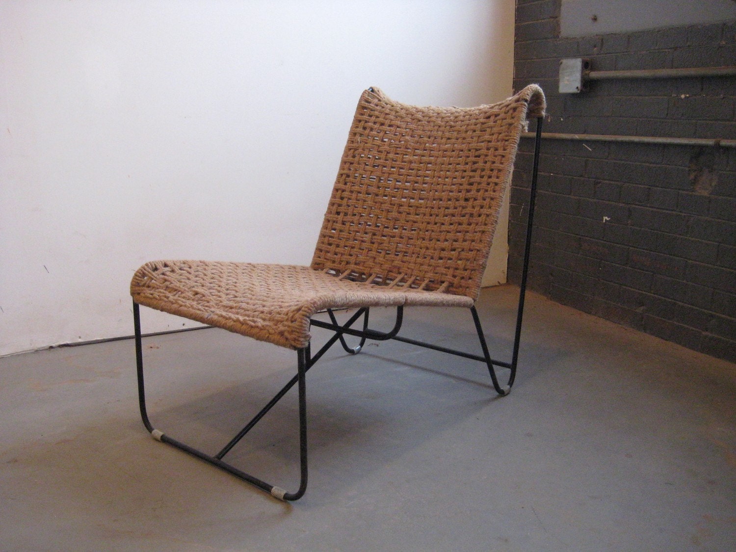 Bent metal and hemp chairs