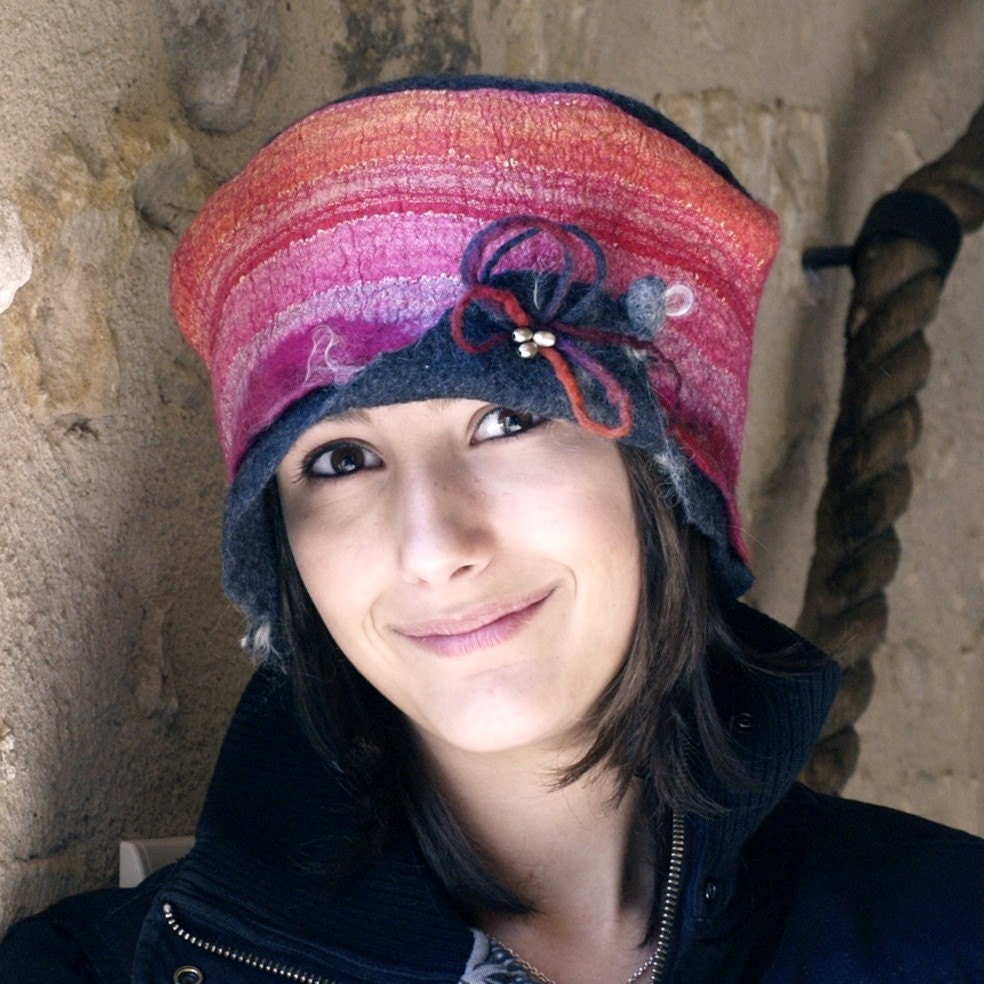 felt and cotton hat handmade in france abagail