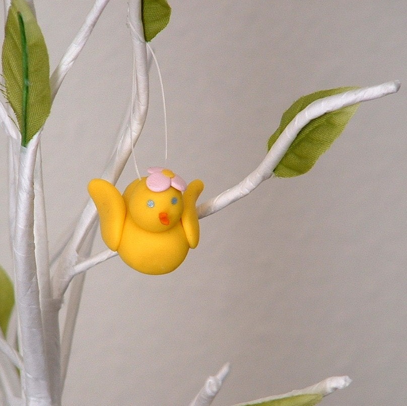 Easter Chick Polymer Ornament for Spring