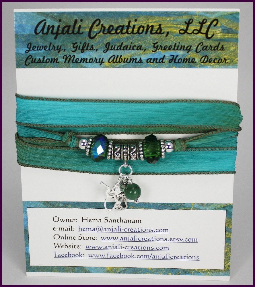 Hand Dyed Silk Wrap BraceletRainforest with by anjalicreations