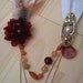 Brown PET plastic flower and feathers necklace