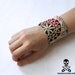 plaid vintage lace cuff handmade bracelet - Tea Time - smarmyclothes steampunk