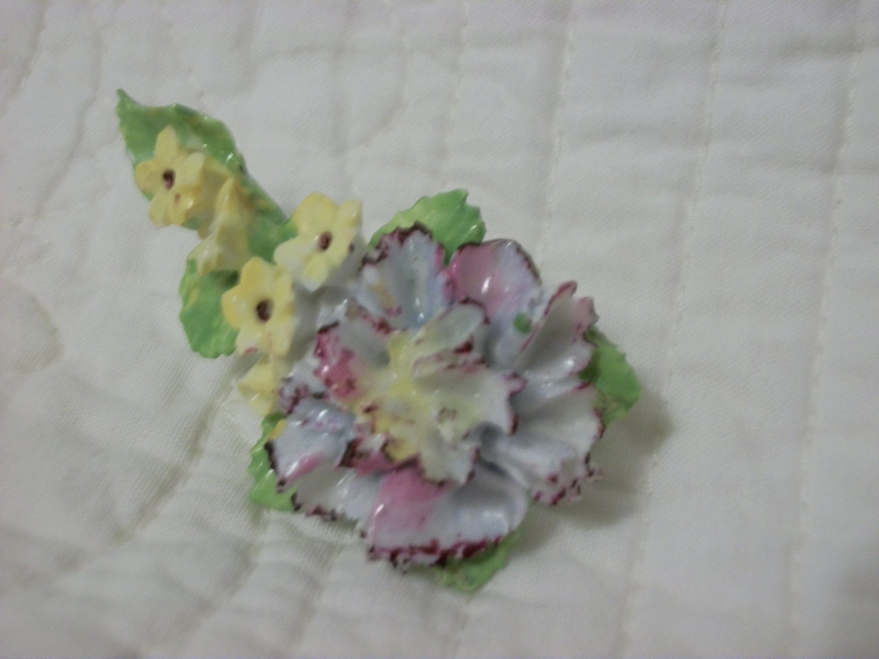 Vintage Made in England Bone China Floral Carnation Brooch Pin - Dorothy Ann