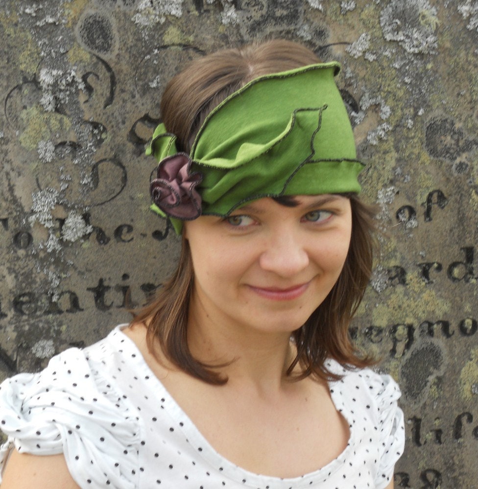 Summer Madeline, Organic Cotton and Hemp Flapper Headband, Green