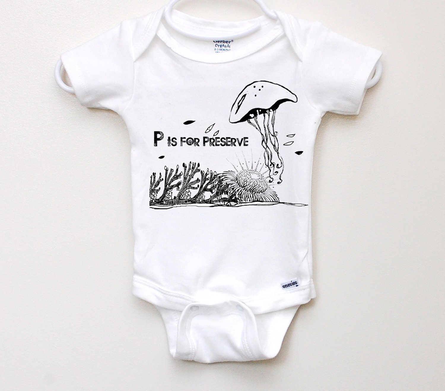 Alphabet Onesie, Jellyfish Bodysuit, Cute baby clothes, ABC Bodysuit