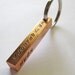 Personalized Hand Stamp 4 sided Copper Square Bar Key Chain- Great gifts for the wedding party or as a wedding favor