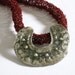 Crochet  necklace crimson copper  with silver pendant