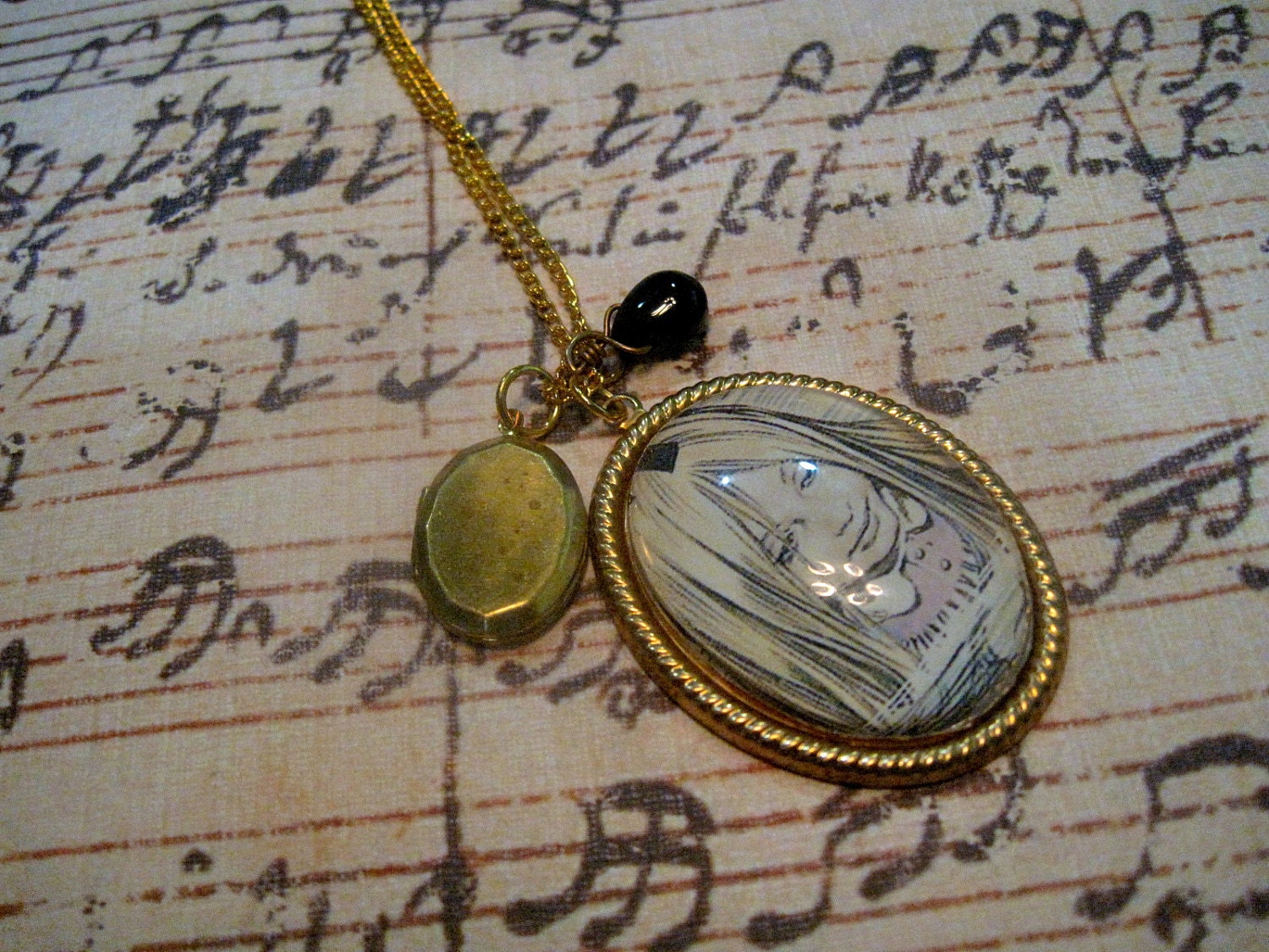 Alice in Wonderland Drowning in her Tears Charm Necklace