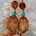 Lilygrace Embroidered Honey Silk Embroidered Earrings with Turquoise Beads and Vintage Glass Jewels