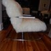 Mid Century Milo Baughman Style Chrome and Fur Chair