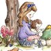 Little Girls Together. PRINT 5X7. Nursery Art Wall Decor
