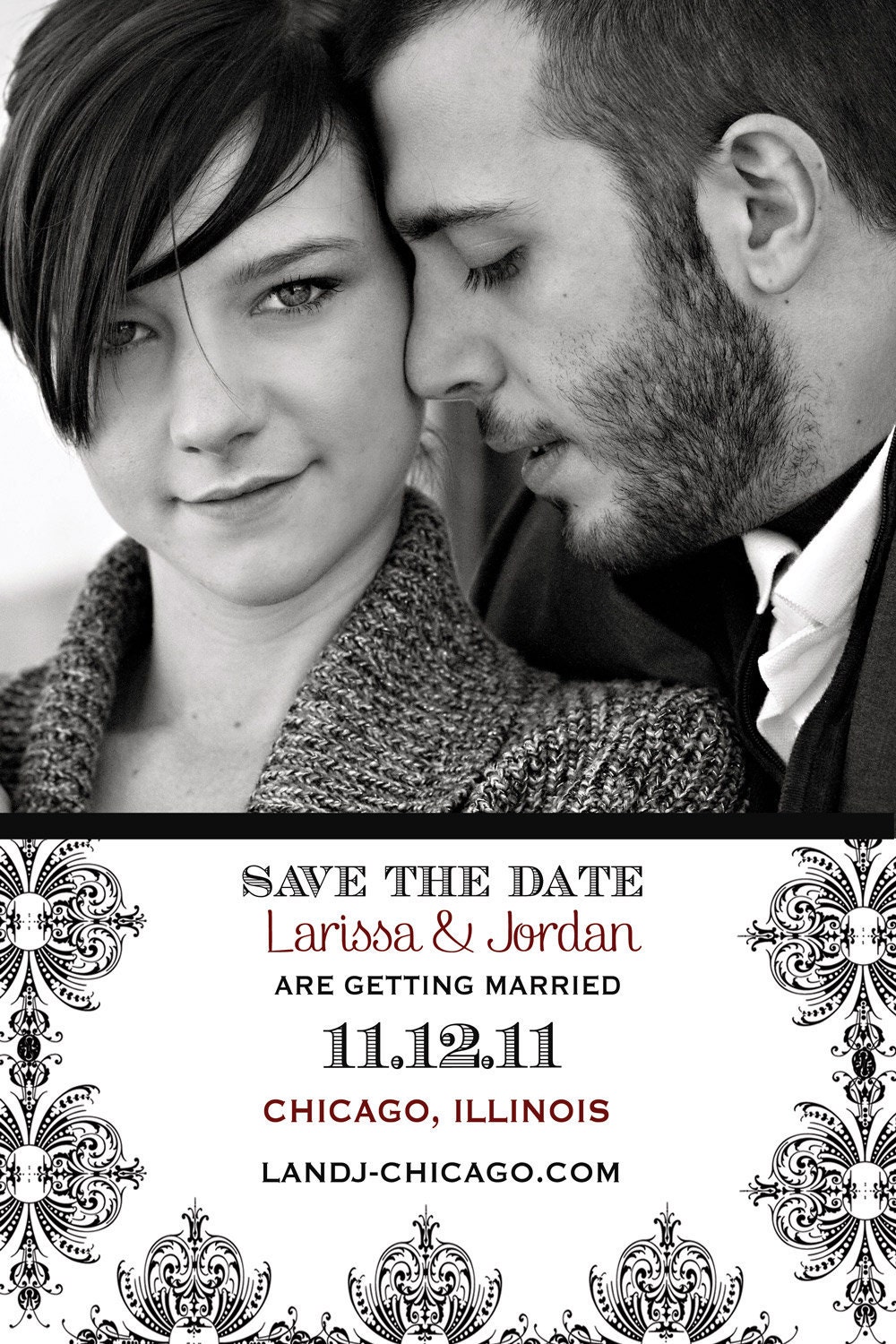 Custom damask Wedding Save the Date